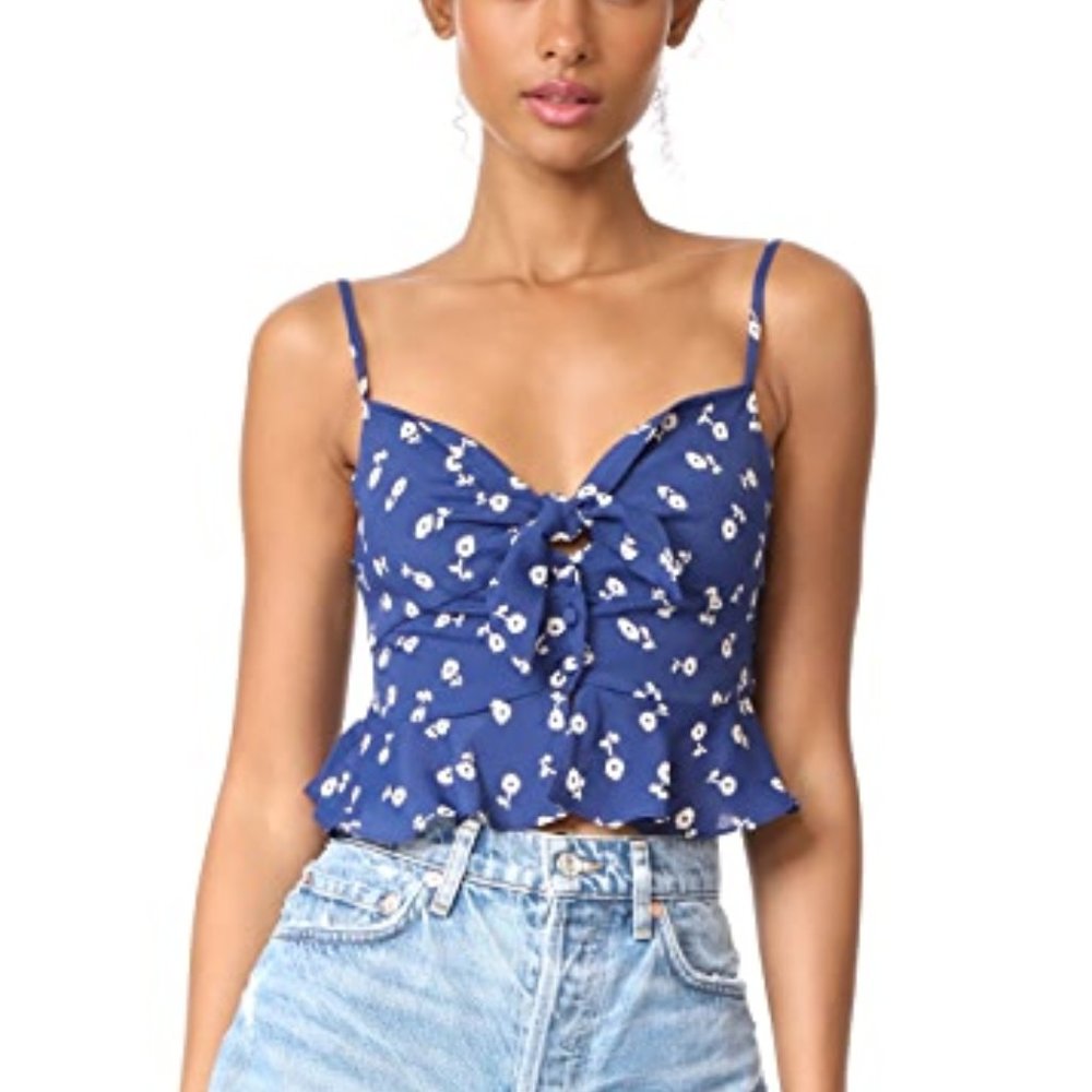 For Love and Lemon Blue Floral Crop Top (M)